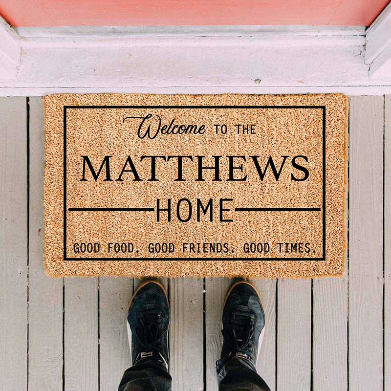 Welcome Good Times Personalized Doormat