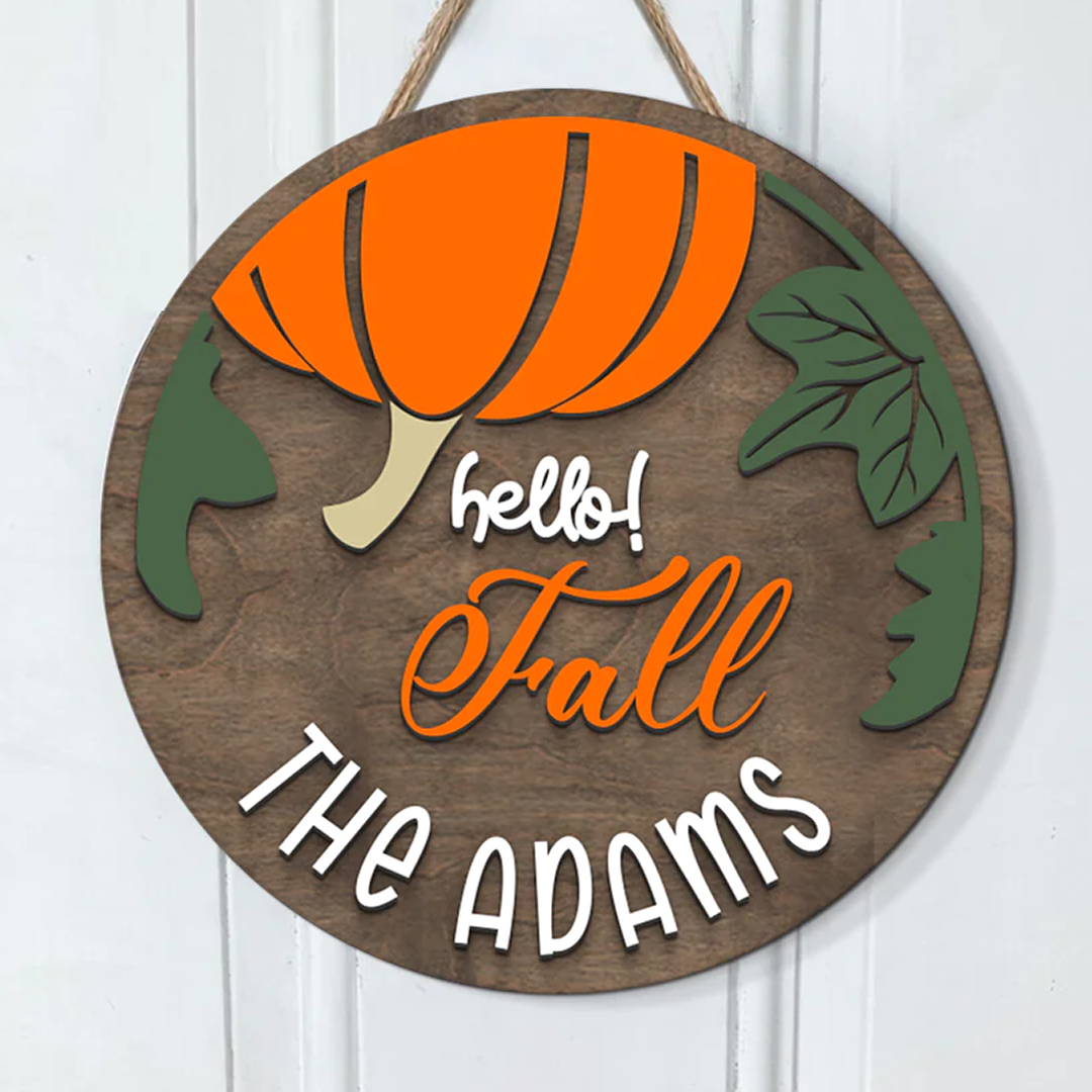 Hello Fall Wooden Round
