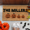 Spooky Family Pumpkin Personalized Doormat