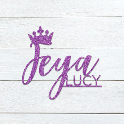 Glitter Crowned Double Name Sign