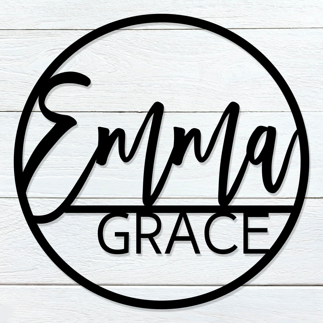 Round Double Name Sign